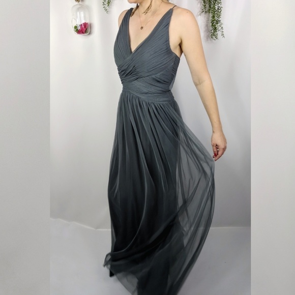 BHLDN Dresses & Skirts - BHLDN HITHERTO Edith dress grey blue mesh gown 726